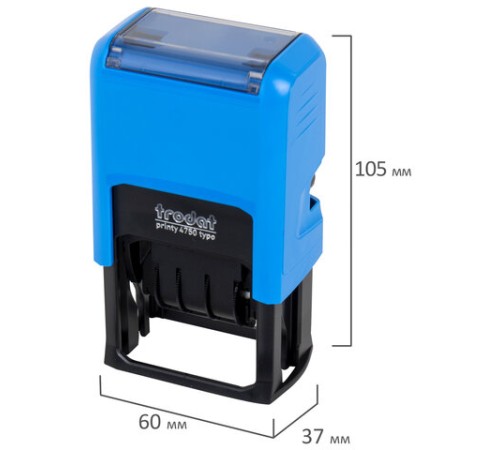 Датер самонаборный, 2 строки + дата, оттиск 41х24 мм, сине-красный, TRODAT 4750, касса в комплекте, 4755