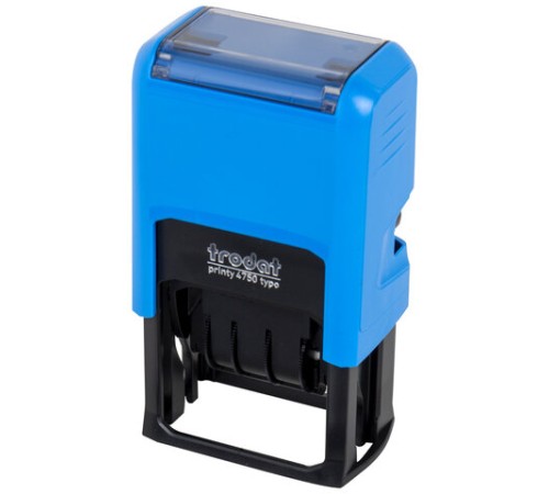 Датер самонаборный, 2 строки + дата, оттиск 41х24 мм, сине-красный, TRODAT 4750, касса в комплекте, 4755