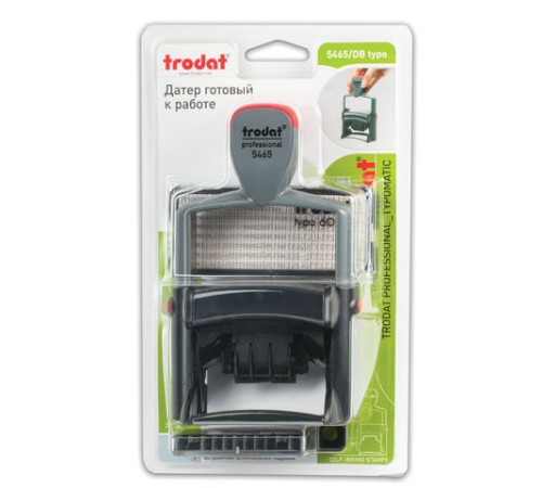 Датер самонаборный металлический, 4 строки+дата, оттиск 56х33 мм, сине-красный, TRODAT 5465, кассы в комплекте