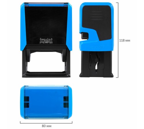 Штамп самонаборный 8-строчный, оттиск 60х40 мм, синий без рамки, TRODAT 4927/DB, КАССЫ В КОМПЛЕКТЕ, 4957