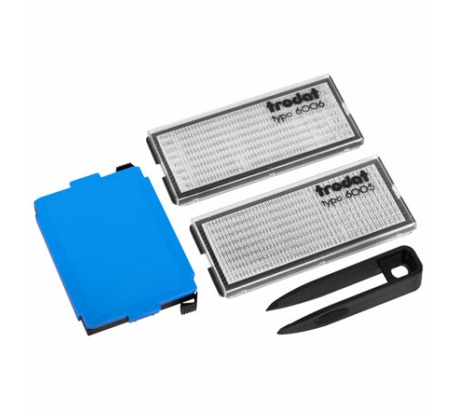 Штамп самонаборный 8-строчный, оттиск 60х40 мм, синий без рамки, TRODAT 4927/DB, КАССЫ В КОМПЛЕКТЕ, 4957