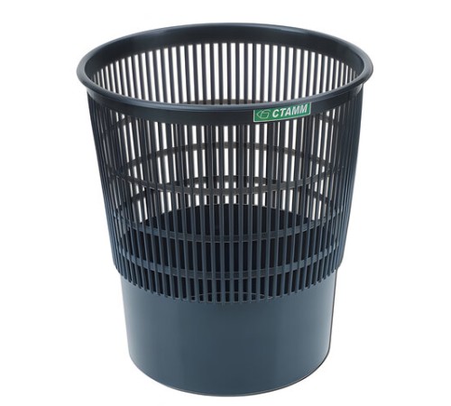 Корзина для бумаг БОЛЬШАЯ, 18 л, сетчатая, черная, КР01