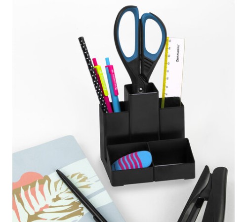 Подставка-органайзер BRAUBERG-CONTRACT, 109х95х101,5 мм, 5 отделений, черная, 230893