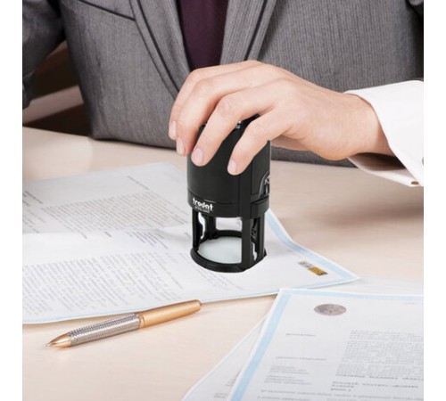 Оснастка для печатей, оттиск D=45 мм, синий, TRODAT 4645, корпус черный, крышка, подушка