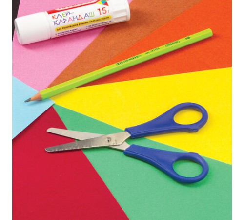 Ножницы ПИФАГОР, 135 мм, с линейкой, ассорти, в дисплее, 230936