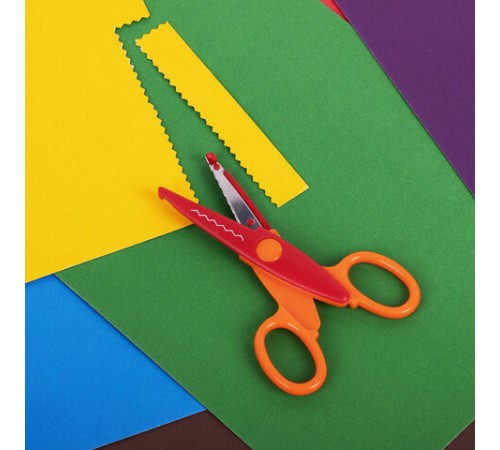 Ножницы ПИФАГОР, 135 мм, фигурное лезвие, ассорти, в дисплее, 230938