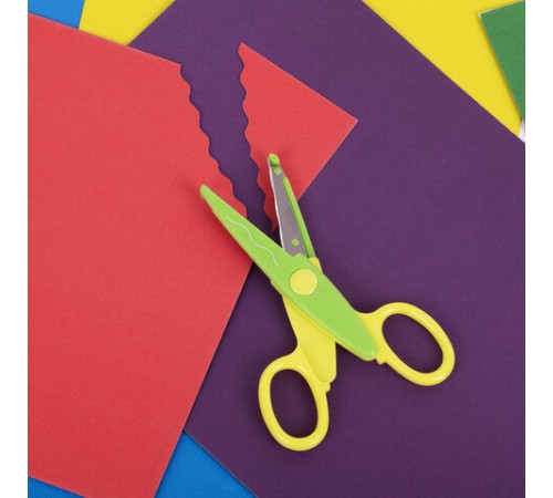 Ножницы ПИФАГОР, 135 мм, фигурное лезвие, ассорти, в дисплее, 230938