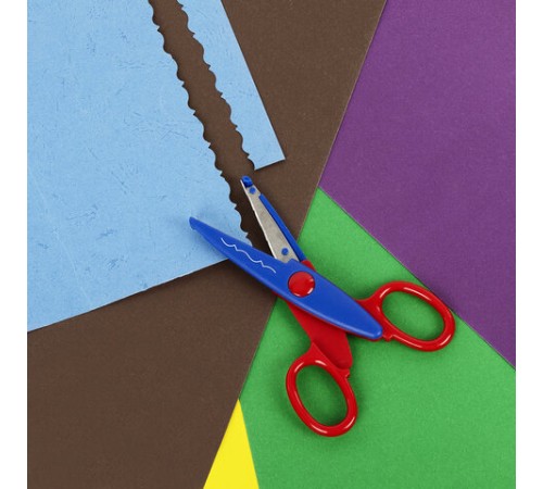 Ножницы ПИФАГОР, 135 мм, фигурное лезвие, ассорти, в дисплее, 230938