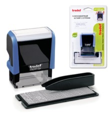 Штамп самонаборный 3-строчный, оттиск 38х14 мм, синий без рамки, TRODAT 4911P4/DB, КАССА В КОМПЛЕКТЕ, 4911/DB