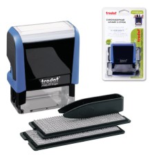 Штамп самонаборный 5-строчный, оттиск 58х22 мм, синий без рамки, TRODAT 4913P4/DB, КАССЫ В КОМПЛЕКТЕ, 4913/DB