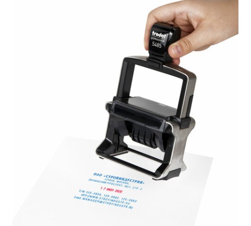 Датер самонаборный металлический, 6 строк+дата, оттиск 68х47 мм, сине-красный, TRODAT 5485, кассы в комплекте