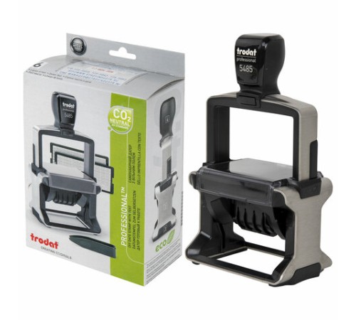 Датер самонаборный металлический, 6 строк+дата, оттиск 68х47 мм, сине-красный, TRODAT 5485, кассы в комплекте