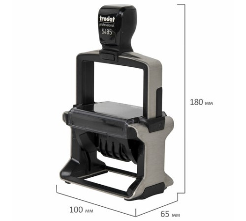 Датер самонаборный металлический, 6 строк+дата, оттиск 68х47 мм, сине-красный, TRODAT 5485, кассы в комплекте