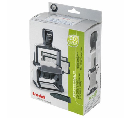 Датер самонаборный металлический, 6 строк+дата, оттиск 68х47 мм, сине-красный, TRODAT 5485, кассы в комплекте