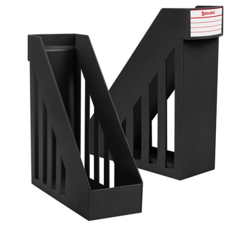 Лоток вертикальный для бумаг, увеличенная ширина (277х100х290 мм), BRAUBERG-MAXI, черный, 231050