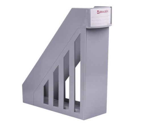 Лоток вертикальный для бумаг, увеличенная ширина (277х100х290 мм), BRAUBERG-MAXI, серый, 231051