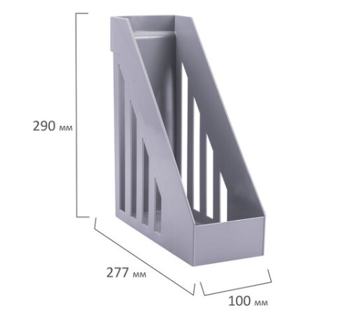 Лоток вертикальный для бумаг, увеличенная ширина (277х100х290 мм), BRAUBERG-MAXI, серый, 231051