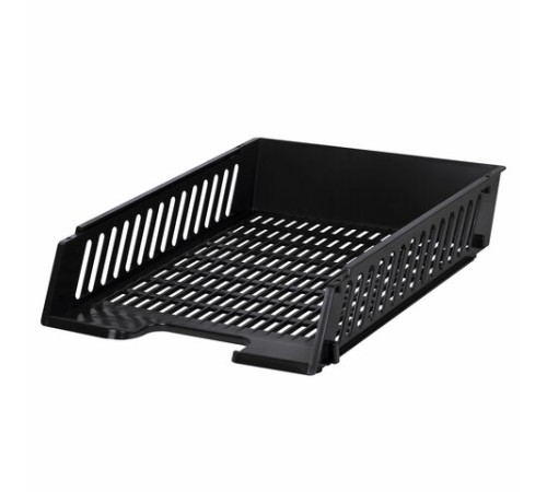 Лоток горизонтальный для бумаг BRAUBERG-MAXI, с пазами, А4 (358х272х69 мм), сетчатый, черный, 231141