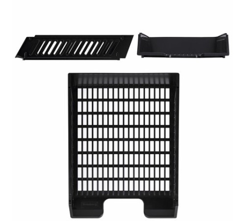 Лоток горизонтальный для бумаг BRAUBERG-MAXI, с пазами, А4 (358х272х69 мм), сетчатый, черный, 231141