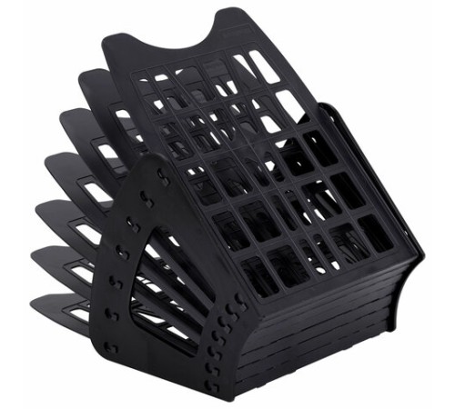 Лоток для бумаг веерный BRAUBERG-SMART, 7-ми секционный, сетчатый, черный, 231143