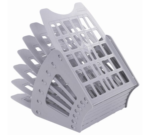 Лоток для бумаг веерный BRAUBERG-SMART, 7-ми секционный, сетчатый, серый, 231144