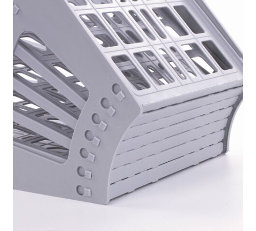 Лоток для бумаг веерный BRAUBERG-SMART, 7-ми секционный, сетчатый, серый, 231144