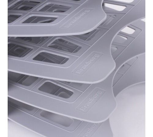 Лоток для бумаг веерный BRAUBERG-SMART, 7-ми секционный, сетчатый, серый, 231144