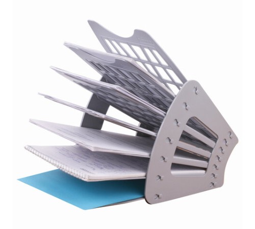 Лоток для бумаг веерный BRAUBERG-SMART, 7-ми секционный, сетчатый, серый, 231144