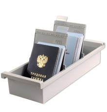 Картотека пластиковая ФОРМАТ А6 (148х105 мм) вертикальная на 1300 карт, серая, HAN (Германия), НА956/0/1/11