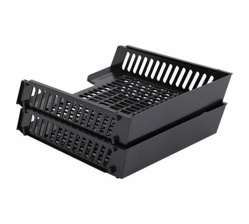 Лотки горизонтальные для бумаг, НАБОР 2 шт. (358х272х138 мм), сетчатые, черные, BRAUBERG-MAXI, 231360