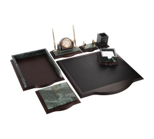 Набор настольный GALANT из мрамора, 7 предметов, зеленый мрамор/отделка красное дерево, 231485