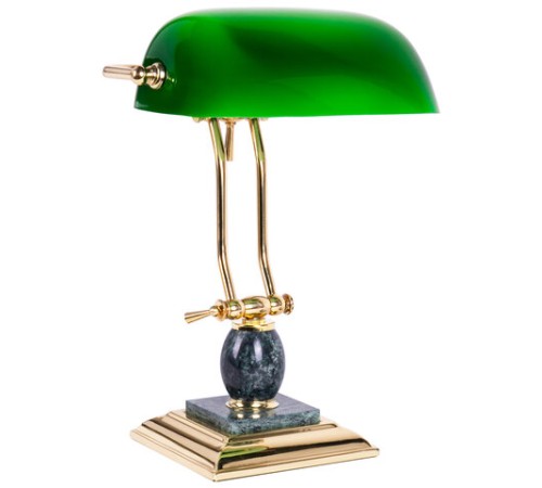 Светильник настольный из мрамора GALANT, основание - зеленый мрамор с золотистой отделкой, 231488