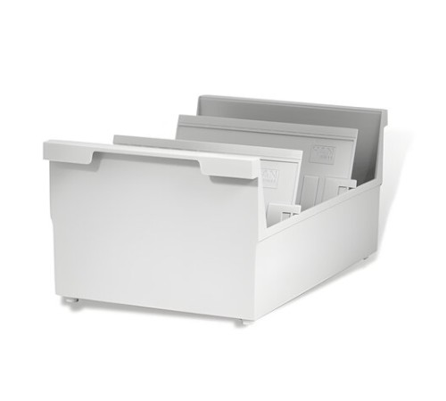 Картотека пластиковая ФОРМАТ А5 (210х148 мм) горизонтальная на 1000 карт, серая, HAN (Германия), НА855/0/11