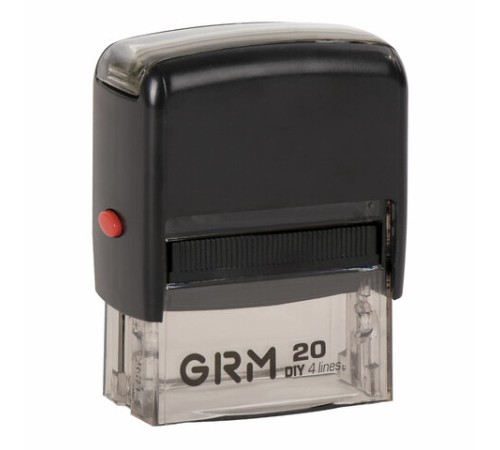 Штамп самонаборный 4-строчный, оттиск 38х14 мм, синий, без рамки, GRM 20, КАССА В КОМПЛЕКТЕ, 116000010