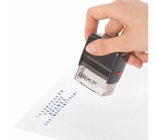 Штамп самонаборный 4-строчный, оттиск 38х14 мм, синий, без рамки, GRM 20, КАССА В КОМПЛЕКТЕ, 116000010