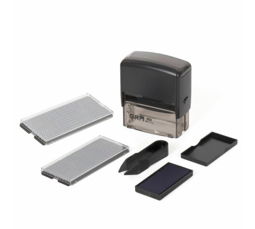 Штамп самонаборный 6-строчный, оттиск 59х23 мм, синий без рамки, GRM 40, КАССЫ В КОМПЛЕКТЕ, 116000050