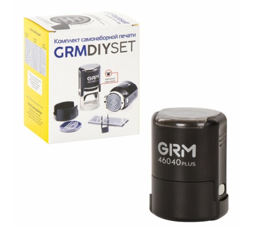 Печать самонаборная 1,5 круга, оттиск D=40 мм синий, GRM 46040, крышка, КАССА В КОМПЛЕКТЕ, 111000010