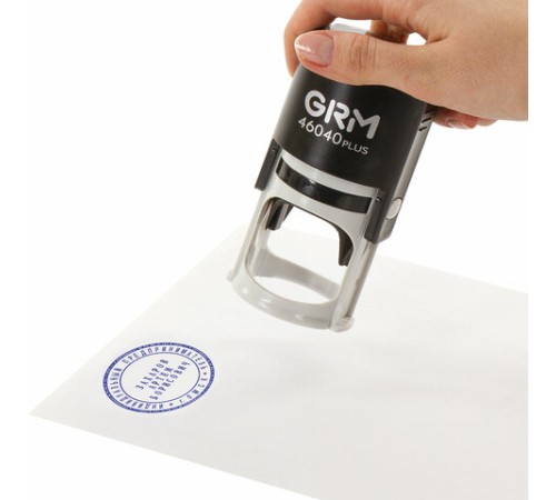 Оснастка для печатей, оттиск D=40 мм, синий, GRM 46040, корпус черный, крышка, подушка, 120900004