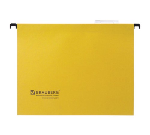 Подвесные папки А4 (350х245 мм), до 80 листов, КОМПЛЕКТ 10 шт., желтые, картон, BRAUBERG (Италия), 231790