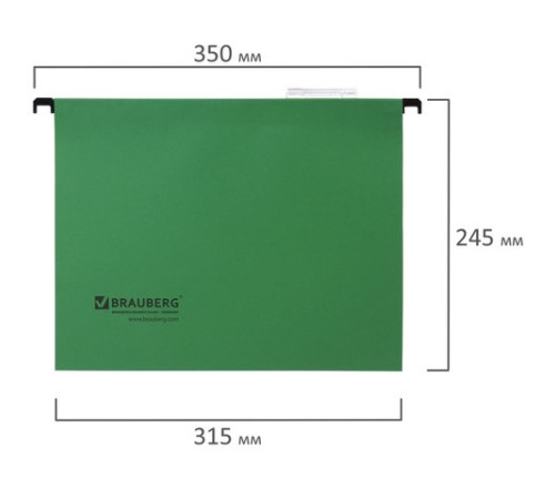 Подвесные папки А4 (350х245 мм), до 80 листов, КОМПЛЕКТ 10 шт., зеленые, картон, BRAUBERG (Италия), 231791