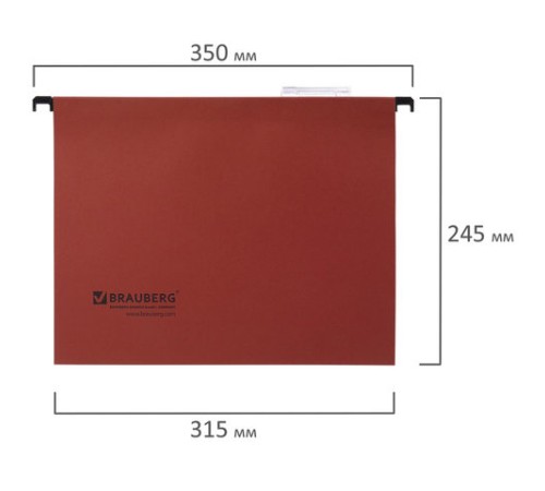 Подвесные папки А4 (350х245 мм), до 80 листов, КОМПЛЕКТ 10 шт., красные, картон, BRAUBERG (Италия), 231792