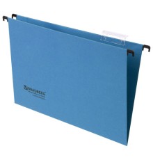 Подвесные папки А4/Foolscap (406х245 мм), до 80 листов, КОМПЛЕКТ 10 шт., синие, картон, BRAUBERG (Италия), 231793