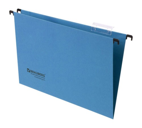 Подвесные папки А4/Foolscap (406х245 мм), до 80 листов, КОМПЛЕКТ 10 шт., синие, картон, BRAUBERG (Италия), 231793