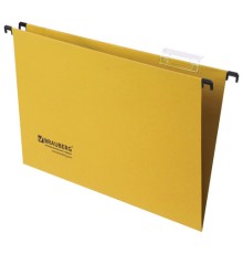 Подвесные папки А4/Foolscap (406х245 мм), до 80 листов, КОМПЛЕКТ 10 шт., желтые, картон, BRAUBERG (Италия), 231794