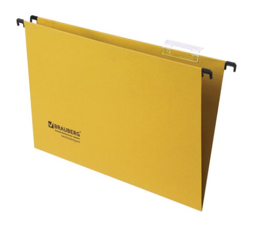 Подвесные папки А4/Foolscap (406х245 мм), до 80 листов, КОМПЛЕКТ 10 шт., желтые, картон, BRAUBERG (Италия), 231794