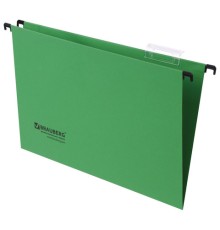 Подвесные папки А4/Foolscap (406х245 мм), до 80 листов, КОМПЛЕКТ 10 шт., зеленые, картон, BRAUBERG (Италия), 231795