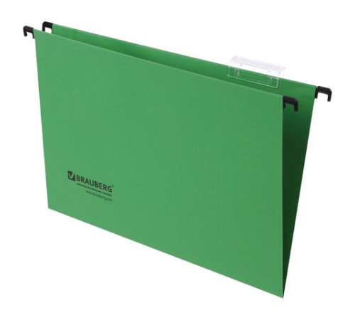 Подвесные папки А4/Foolscap (406х245 мм), до 80 листов, КОМПЛЕКТ 10 шт., зеленые, картон, BRAUBERG (Италия), 231795