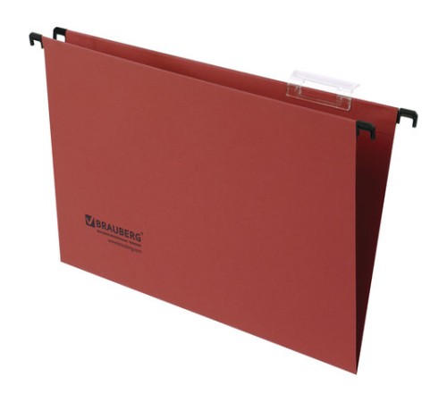 Подвесные папки А4/Foolscap (406х245 мм), до 80 листов, КОМПЛЕКТ 10 шт., красные, картон, BRAUBERG (Италия), 231796