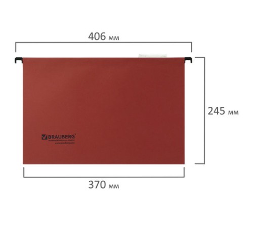Подвесные папки А4/Foolscap (406х245 мм), до 80 листов, КОМПЛЕКТ 10 шт., красные, картон, BRAUBERG (Италия), 231796