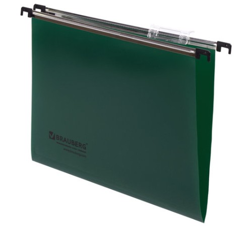Подвесные папки А4 (350х245 мм), до 80 листов, КОМПЛЕКТ 5 шт., пластик, зеленые, BRAUBERG (Италия), 231799